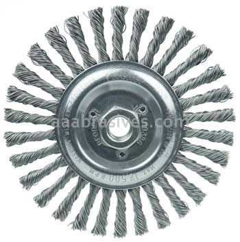 Weiler 09386 Roughneck Jr. 6" Filler Pass Weld Cleaning Brush .023" Steel Wire Fill 5/8"-11 UNC Nut