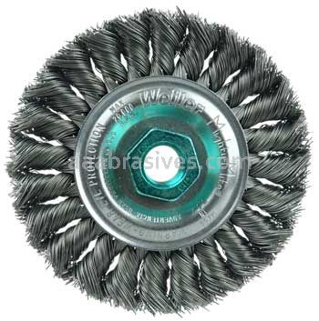 Weiler 13102 Standard Twist Knot Wire Wheel 4" .014" Steel Fill M14 x 2.0 Nut