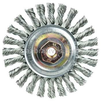 Weiler 13272 Cable Twist Knot Wire Wheel 4" .020" Stainless Steel Fill M10x1.50 Nut