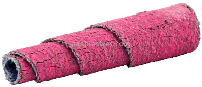 Norton 69957339787 3/8 x 1-1/2 x 1/8 120 Grit Ceramic Alumina Pink R928 Full-Tapered Spiral Roll
