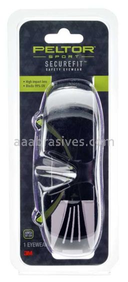 3M&trade; 7100128673 Peltor&trade; Sport SecureFit&trade; Safety Eyewear SF400-PC-8 Clear/AF Lens