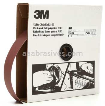 3M™ 7000118524 1-1/2 x 50 yds P280 Grit J-weight 314D Utility Cloth Roll