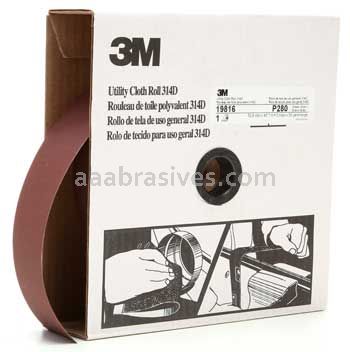 3M&trade; 7000118536 2 x 50 yds P280 Grit J-weight 314D Utility Cloth Roll
