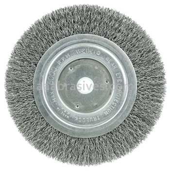 Weiler 01125 6" Narrow Face Crimped Wire Wheel Short Trim .014" Steel Fill 5/8"-1/2" Arbor Hole
