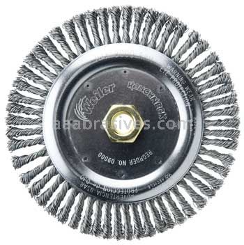 Weiler 09000V Roughneck 7" Root Pass Weld Cleaning Brush .020" Steel Wire Fill 5/8"-11 UNC Nut Vending Ready