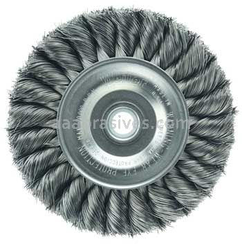 Weiler 09134 4" Standard Twist Knot Wire Wheel .0118" Steel Fill 1/2"-3/8" Arbor Hole