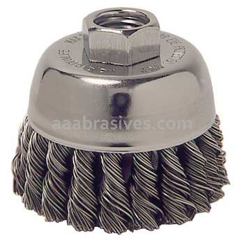 Weiler 13015 2-3/4" Single Row Knot Wire Cup Brush .014" Steel Fill M10x1.25 Nut