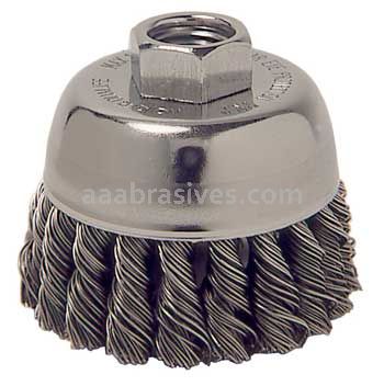 Weiler 13283 2-3/4" Single Row Knot Wire Cup Brush .020" Steel Fill M14 x 2.0 Nut