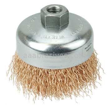 Weiler 14616 4" Crimped Wire Cup Brush .020" Bronze Fill 5/8"-11 UNC Nut