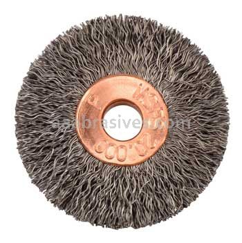 Weiler 15141 1-3/8" Small Diameter Crimped Wire Wheel .008" Steel Fill 1/4" Arbor Hole
