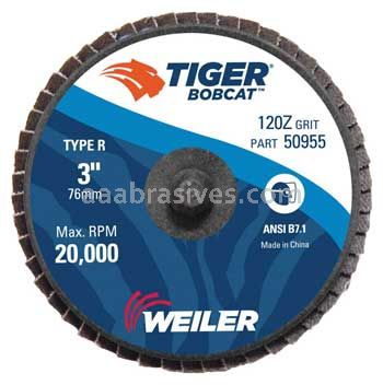 Weiler 50955 3" BobCat Mini Abrasive Flap Disc Conical Type 29 Type R Mount 120 Z