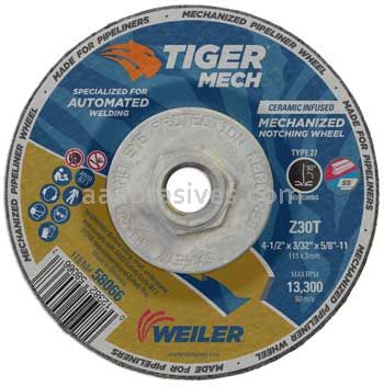 Weiler 58066 4-1/2" x 3/32" TIGER Mechanized Pipeline Z30T Type 27 5/8"-11 Nut
