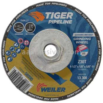 Weiler 58090 4-1/2" x 1/8" TIGER Pipeline Z30T Type 27 5/8"-11 Nut
