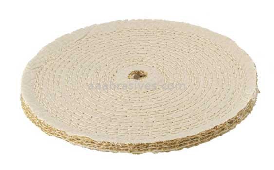 Unmounted Buffing Wheel 8" Dia. 5/8" Arbor Hole 11 Ply Spiral Sewn 158-S Sisal Tan