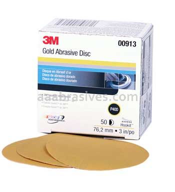 3M™ 7000119683 3" P400 Grit 216U Hookit™ Gold Sanding Disc 00913