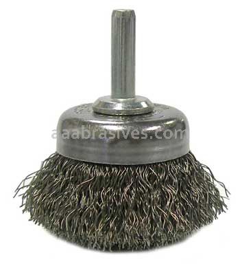 Weiler 14300 1 3/4" Crimped Wire Utility Cup Brush .006" Steel Fill 1/4" Stem