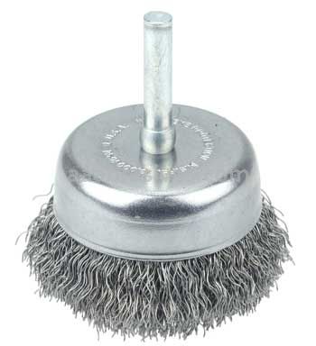 Weiler 14306 2" Crimped Wire Utility Cup Brush .0118" Steel Fill 1/4" Stem