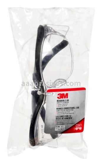 3M™ 7100166638 Readers Safety Glasses 91192H1-C +2.0 Blk Frm Clr Lens