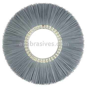 Weiler 20730 14" Nylox Metal Hub Wheel Brush .035/180 SC Crimped Fill 5-1/4" Arbor Hole