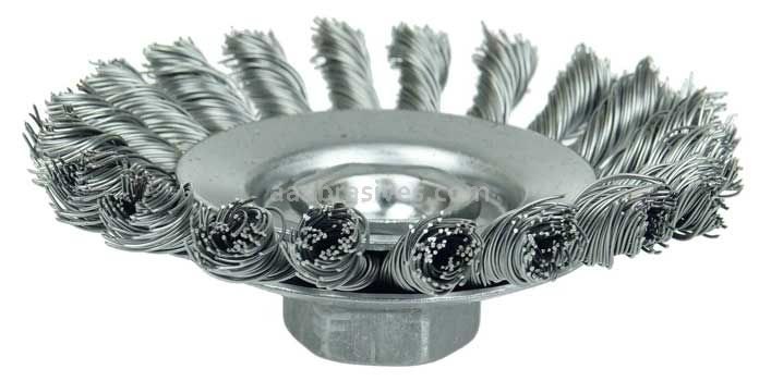 Weiler 13423 Knot Wire Bevel Brush 4" .020" Steel Fill M14 x 2.0 Nut