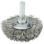 Weiler 17933 2" Stem-Mounted Concave Crimped Wire Wheel .014" Stainless Steel Fill 1/4" Stem