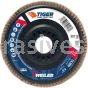 Weiler 50118 4-1/2" Tiger Ceramic Abrasive Flap Disc Angled Type 29 Trimmable Backing 60C 7/8" Arbor Hole