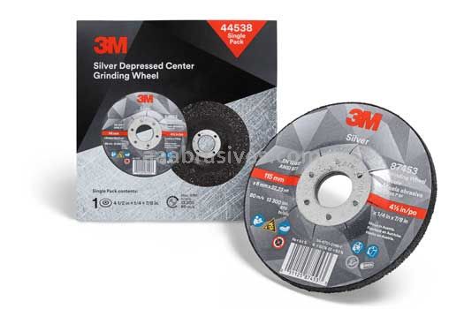 3M™ 7100147339 4.5 x 1/4 x 7/8 44538 T27 Silver Depressed Center Grinding Wheel