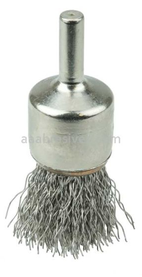 Weiler 10376 3/4" Nickel-Plated Cup End Brush .014" Stainless Steel Crimped Wire Fill