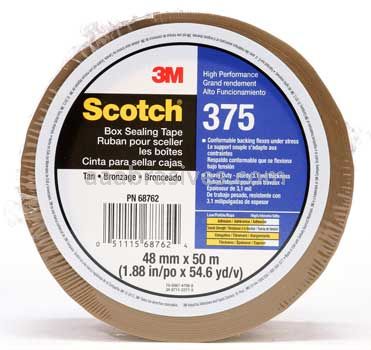 Scotch&trade; Box Sealing Tape 375 Tan 48 mm x 50 m 3M 7010374960