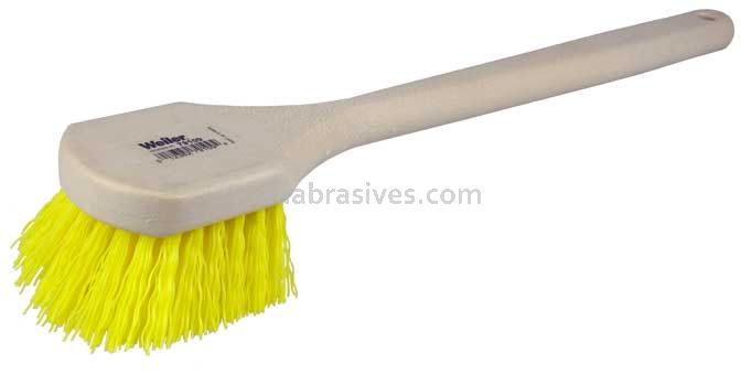 Weiler 79109 20" Utility Scrub Brush Yellow Polypropylene Fill Long Handle Foam Block
