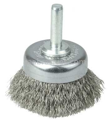 Weiler 14303 1-3/4" Crimped Wire Utility Cup Brush .006" Stainless Steel Fill 1/4" Stem