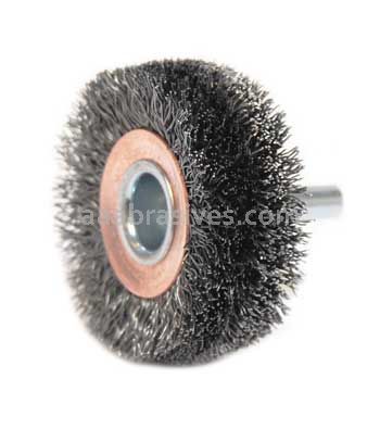 Weiler 17619 2" Wide Face Stem-Mounted Crimped Wire Wheel .0118" Steel Fill 1/4" Stem
