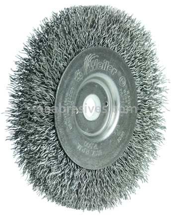 Weiler 00144 4" Narrow Face Crimped Wire Wheel .014" Steel Fill 1/2"-3/8" Arbor Hole