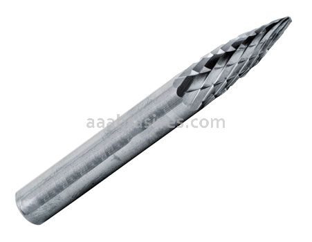 SG-1 1/4x5/8x1/4"sk Pointed Tree Double Cut Titanium Coated Carbide Burr