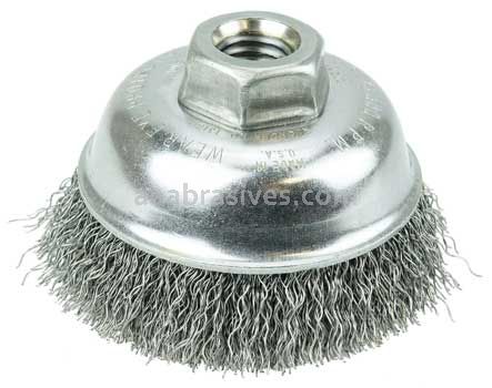 Weiler 13181 3-1/2" Crimped Wire Cup Brush .014" Steel Fill 5/8"-11 UNC Nut