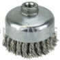Weiler 12406 4" Single Row Knot Wire Cup Brush .014" Stainless Steel Fill 5/8"-11 UNC Nut