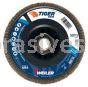 Weiler 50015 5" Tiger Trim Abrasive Flap Disc Conical Type 29 Trimmable Backing 60 Z 5/8"-11 UNC Nut