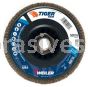 Weiler 50016 5" Tiger Trim Abrasive Flap Disc Conical Type 29 Trimmable Backing 80 Z 5/8"-11 UNC Nut