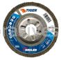 Weiler 50516 4-1/2" Tiger Disc Abrasive Flap Disc Conical Type 29 Aluminum Backing 120 Z 7/8" Arbor Hole