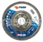 Weiler 50522 5" Tiger Disc Abrasive Flap Disc Conical Type 29 Aluminum Backing 36 Z 7/8" Arbor Hole
