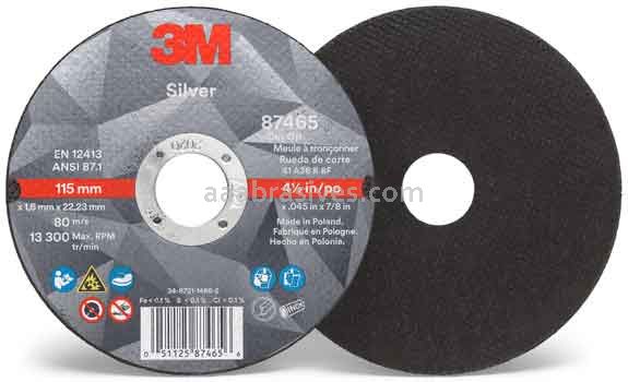 3M&trade; 7100139228 4-1/2 x .045 x 7/8 Type 1 Silver Cut-Off Wheel 87465