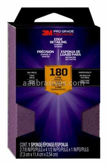 3M™ 7100170066 Pro Grade Precision™ Edge Detailing Dual Angle 2-7/8x4.5x1 Sanding Sponge X-Fine
