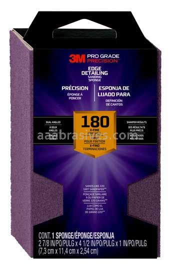 3M™ 7100242591 Pro Grade Precision™ Edge Detailing Dual Angle Sanding Sponge 2-7/8x4-1/2x1 180 Grit
