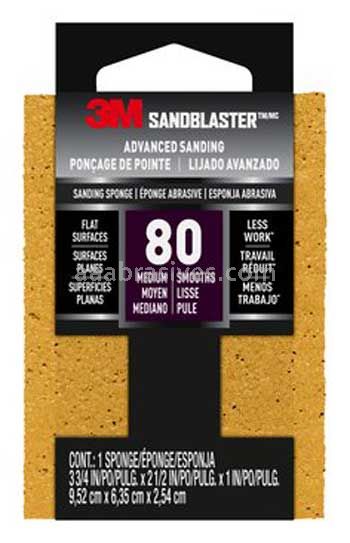 3M™ 7010332096 SandBlaster™ Advanced Sanding Sanding Sponge 3-3/4x2-1/2x1 80 Grit