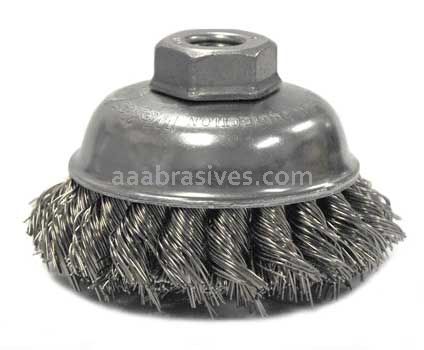 Weiler 13159 3-1/2" Single Row Knot Wire Cup Brush .023" Stainless Steel Fill M14 x 2.0 Nut