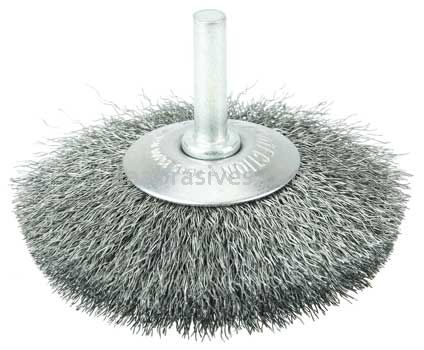Weiler 17915 3" Stem-Mounted Concave Crimped Wire Wheel .008" Steel Fill 1/4" Stem