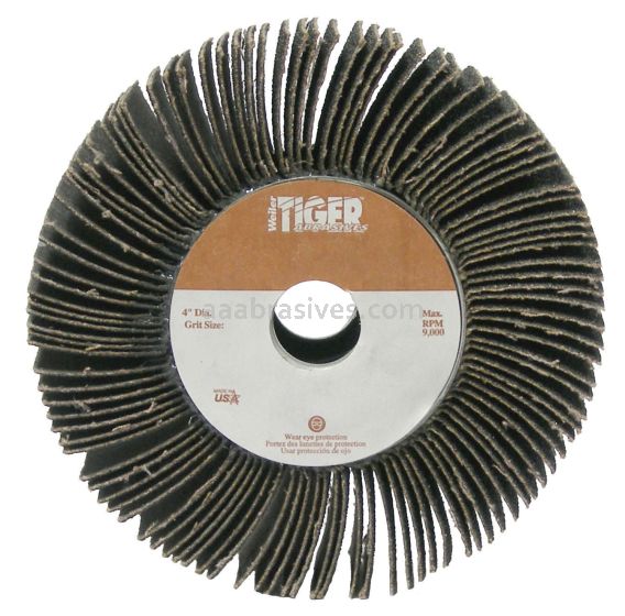 Weiler 53167 - 4" x 1" 5/8" A.H., 80 AO, Tiger Coated Abrasive Flap Wheel - 012382531676
