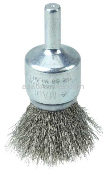 Weiler 36283 Wolverine 3/4" Crimped Wire End Brush .006" Stainless Steel Fill 1/4" Stem