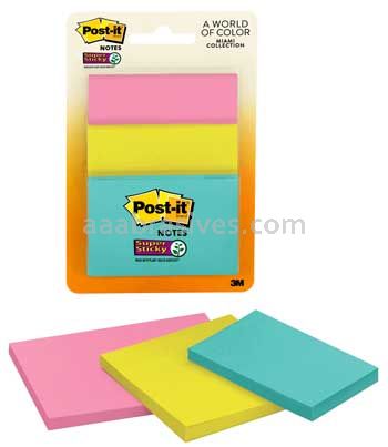 Post-it™ Super Sticky Notes 3432-SSMIA Assorted Sizes Miami Collection 3M 7100089133
