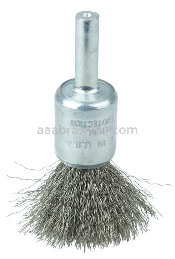 Weiler 11010 Coated Cup Crimped Wire End Brush 1/2" .006" Stainless Steel Fill